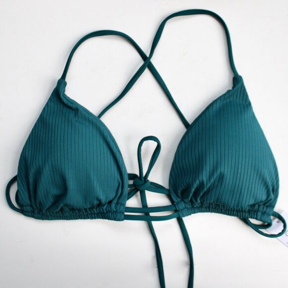 Damsel Other - Damsel Amanda Green Triangle Ribbed Bikini Top Size Large NWT